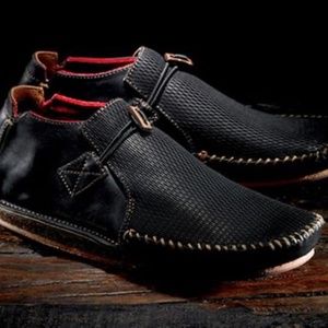 Ali'i Collection OluKai Mens Shoes Leather Handmade in Black Size 10 NIB